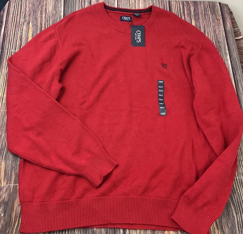 NWT CHAPS Crew Neck Pullover Long Sleeve Cotton Sweater Mens Size 3XLT